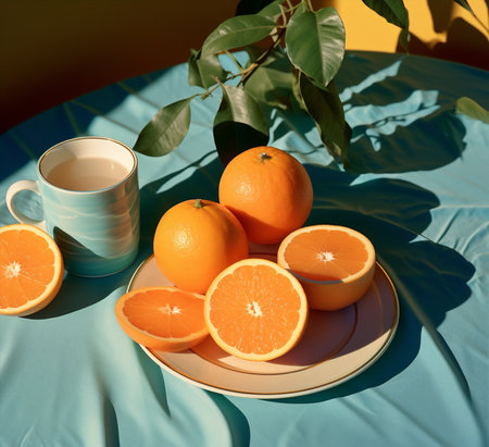 Vitamin fresh juice tangerine healthy citrus oranges food juicy fruit ripeの素材