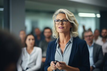 Woman job beautiful businessman asian manager team training meeting company leadership confident office businesswomen businessの素材