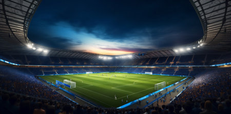 sport green light world game stadium soccer arena football goal. Generative AI.の素材