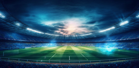 goal sport green stadium world soccer arena game football light. Generative AI.の素材