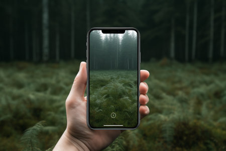 Smartphone smart hold technology mobile photograph screen white nature communication application phone 5g handの素材