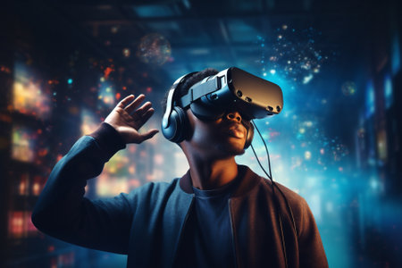 Headset man technology vrの素材