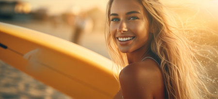 Portrait woman surfの素材