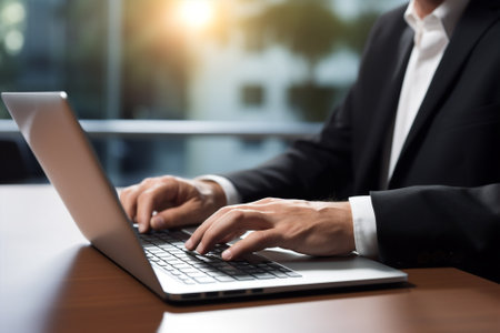 Computer office laptop cyberspace working lifestyle occupation hands businessman business online technology internetの素材