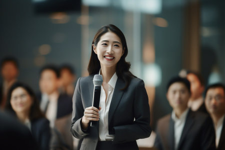 Woman collaboration company sitting teamwork group business businesswoman employee asian office young personの素材