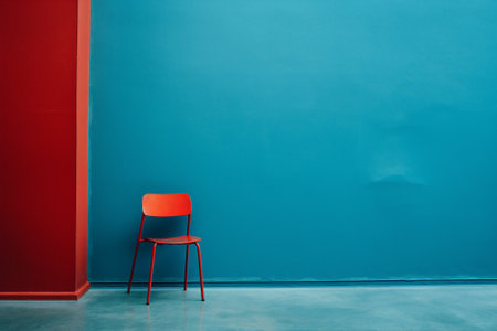 Design red furniture floor modern chair style business nobody wall studio interior room brightの素材