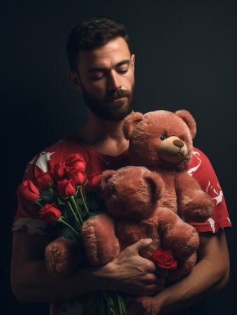 Portrait flowers men faceの素材