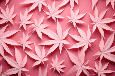 Ganja medicine pink leaves design cannabis drug narcotic hemp herbal nature agricultureの素材