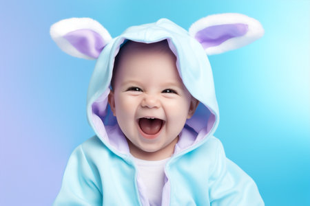 Easter portrait cute funny happy child religion rabbit beauty toddler bunny baby infant funの素材