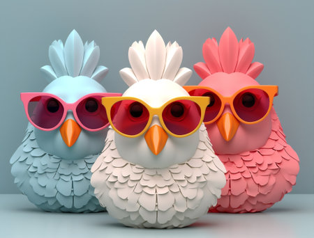 Background sunglasses chicken bird animalの素材