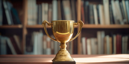 cup library prize champion celebration award gold trophy competition bokeh. Generative AI.の素材