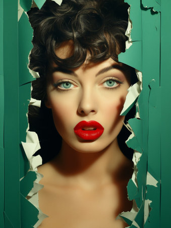 Woman beauty red faceの素材