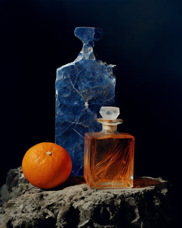 Bottle closeup glass scent alcohol green black background perfume transparent drink cap rockの素材