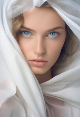 Woman beauty young face white portraitの素材