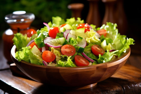 food diet background fresh green dark salad vegetarian vegetable healthy meal. Generative AI.の素材