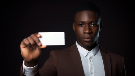 Confident man portrait isolated adult card handsome boss worker manager hand black businessの素材