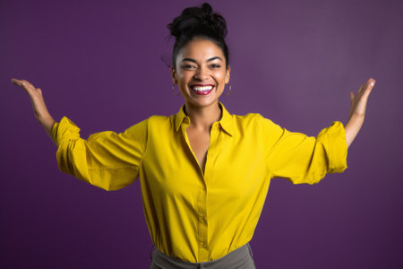 Woman violet beauty fashionable portraitの素材