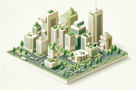 Park city town illustrationの素材