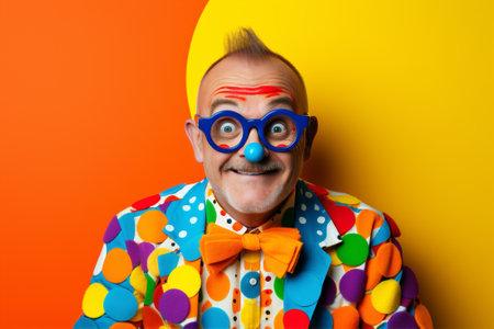 Man positive guy crazy hipster concept cheerful silly polka attractive fashion dots smiling style trendy lifestyle background maleの素材