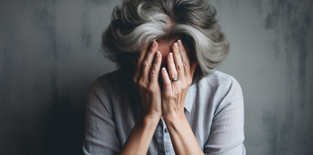 Old woman sad elderlyの素材