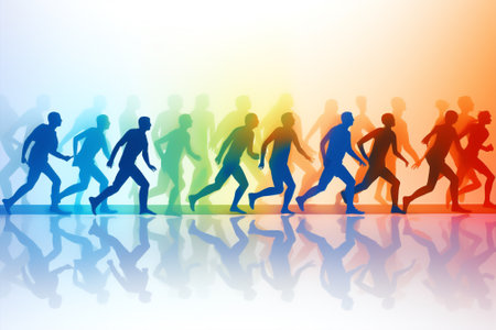 Joy movement background group colourful music outline silhouettes fun kid people disco shadow design dancingの素材