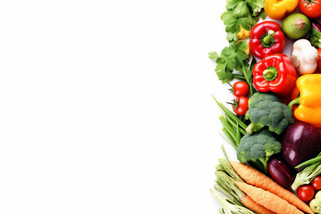 fruit white tomato lettuce vegetable vegetarian background healthy food green isolated. Generative AI.の素材