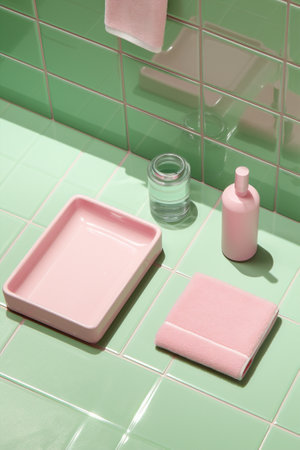 Plastic bottle detergent domestic pink bathroom hygiene product clean liquid houseworkの素材