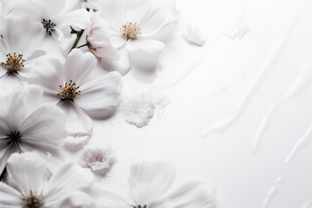 beautiful floral celebration spring wedding natural white nature background blossom flower. Generative AI.の素材