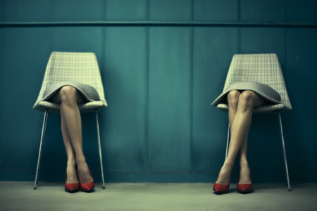 woman red colorful concept shoe blue fashion leg beautiful body foot. Generative AI.の素材