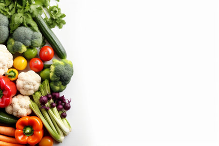 background food vegetarian fresh fruit vegetable tomato isolated white healthy green. Generative AI.の素材