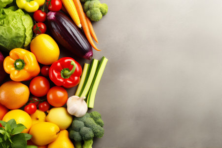 healthy ingredient kitchen vegetable dark vegetarian fresh food cooking table background. Generative AI.の素材