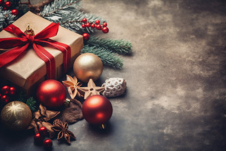 year snowflakes decoration holiday tree xmas new background gold christmas christmas card. Generative AI.の素材