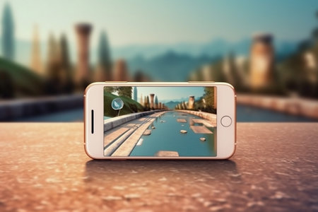 travel phone position mobile point gps map direction location navigation. Generative AI.の素材