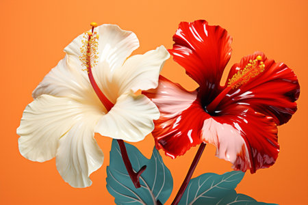 Hawaii nature yellow plant isolated red chinese gardening blossom tropical rose flowerの素材