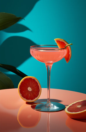 Summer refreshing cocktail beverage alcohol ice drink cold red fruitの素材