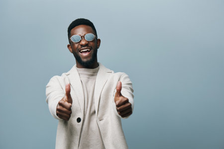 portrait man american model fashion jacket african american accessory stylish black styleの写真素材