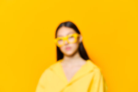 woman glasses beautiful young lifestyle fashion attractive glamour girl yellow trendy