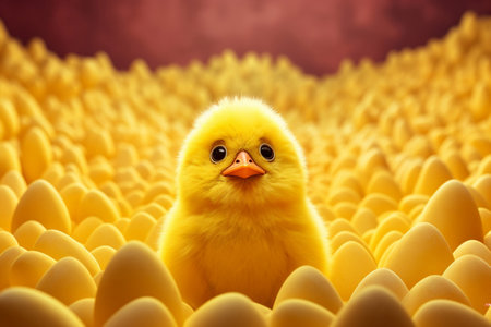 Bird yellow chicken baby small cute farming little animal poultryの素材