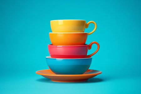 Mug cup yellow drink stackingの素材