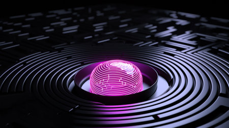 Circuit concept neon brain artificial abstract intelligence technology pink digital scienceの素材