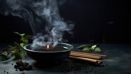 Black dark smoke asian traditional backgroundの素材
