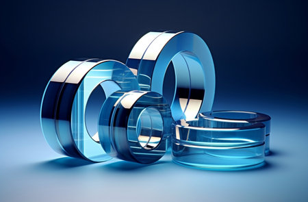 Horizontal circle abstract shape illustration concept symbol blue round design backgroundの素材