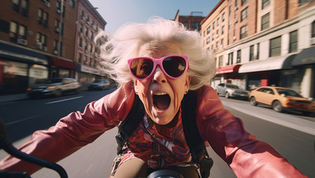 Joy lifestyle portrait women old person happy female fashion senior funの素材