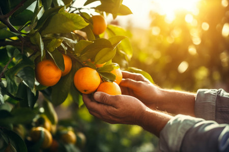 Agriculture gardener nature oranges fruit organic tree leaf fresh food farm ripeの素材