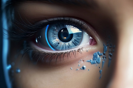 Woman face iris white beauty vision eye person eyelashes macro young human closeup blueの素材