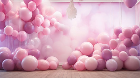 Decorative balloon pink background party birthdayの素材