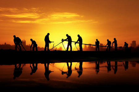 Sunset sky people silhouette natureの素材