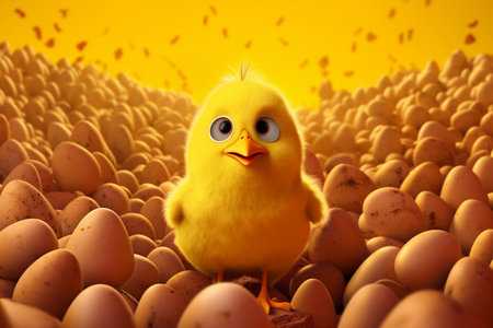 Small chicken yellow chick bird baby egg poultry animal cute henの素材