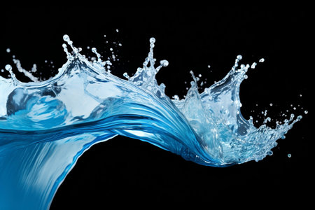 Purity bubble liquid wave motion fresh blue drop flow water clean transparent splashingの素材