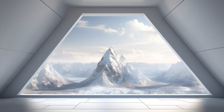 Mountains white sky peak snow travel blue view winter natureの素材